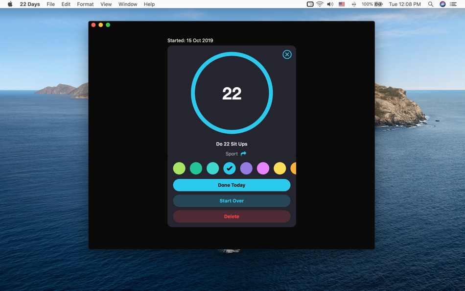 #4. 22 Days - Habit Tracker (macOS) 由: Vladislav Kovalyov