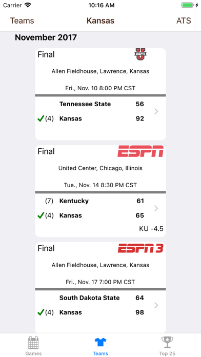 College Hoops Scores, Schedule Screenshot