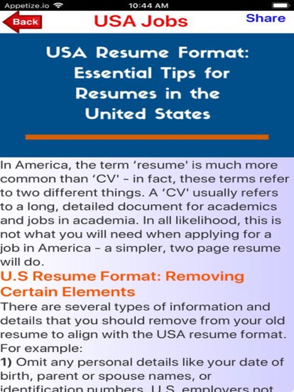 Jobs USA iPad screenshot