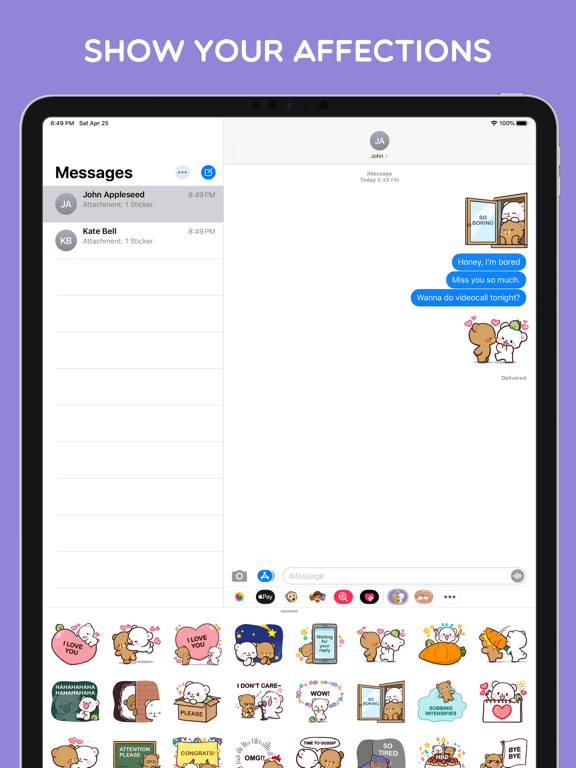 Everyday Milk Mocha Stickers iPad screenshot 2 - Stickers app