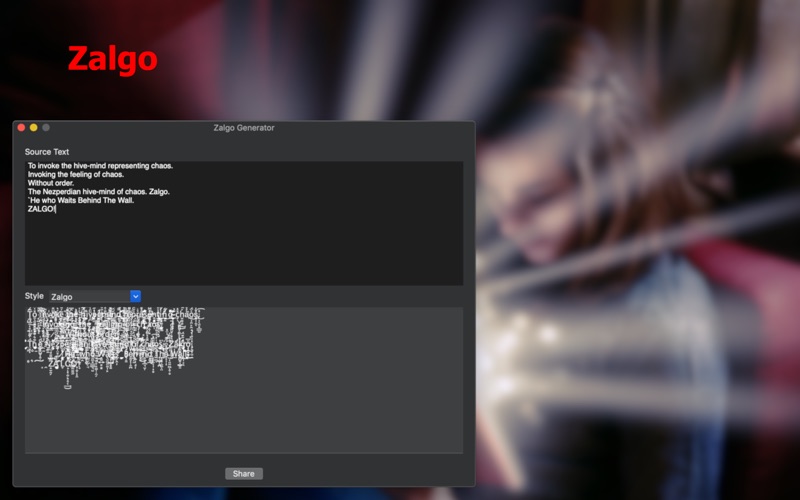 Screenshot #1 pour Zalgo Generator
