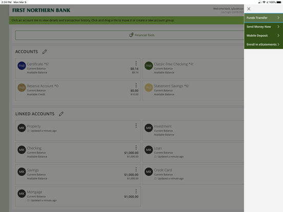 First Northern Mobile Banking iPad screenshot 4 - Finance app