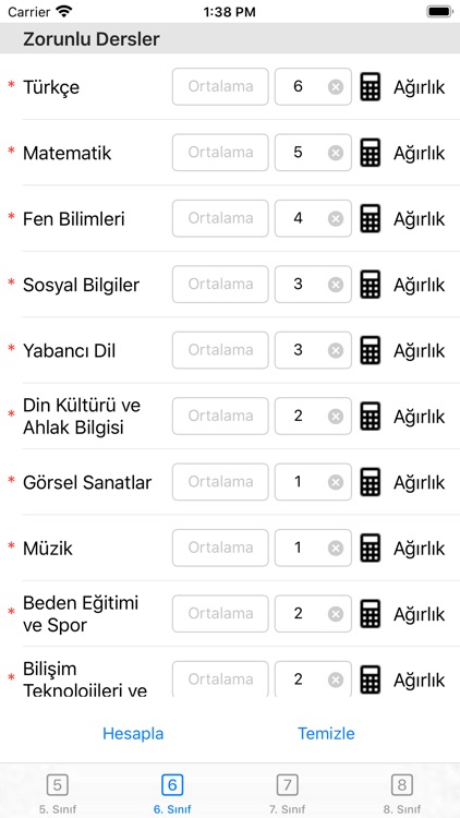 Takdir Teşekkür Hesaplama