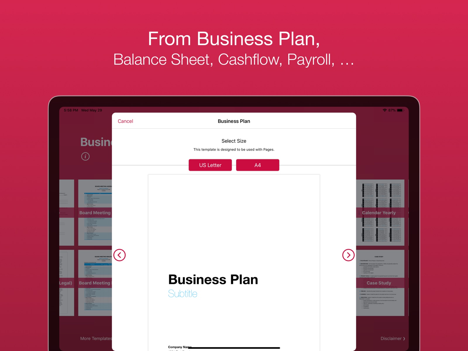 Business Templates for Pages ipad screenshot 2