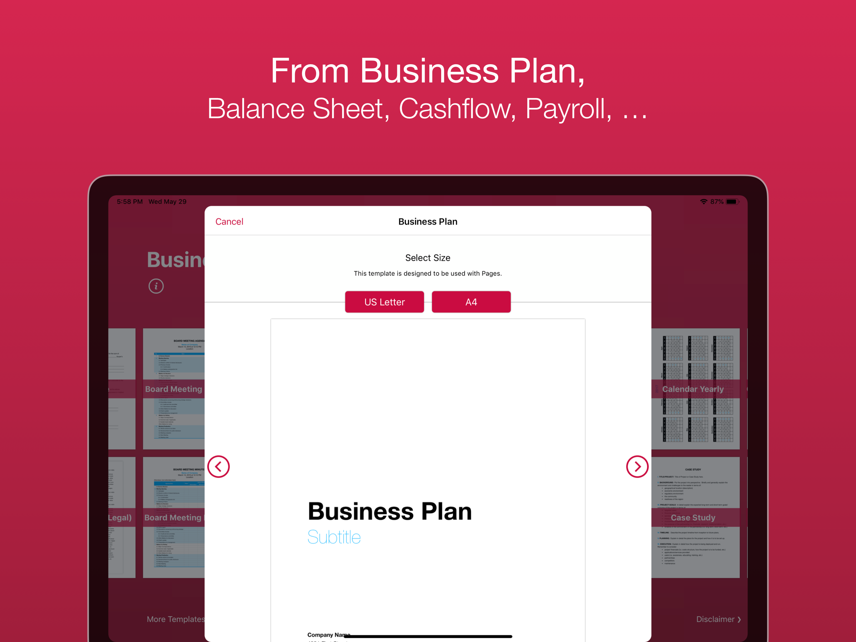 Business Templates for Pages