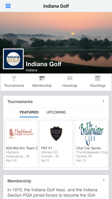 Indiana Golf Association Screenshot 1 - AppWisp.com Indiana Golf Association Screenshot 1 - AppWisp.com