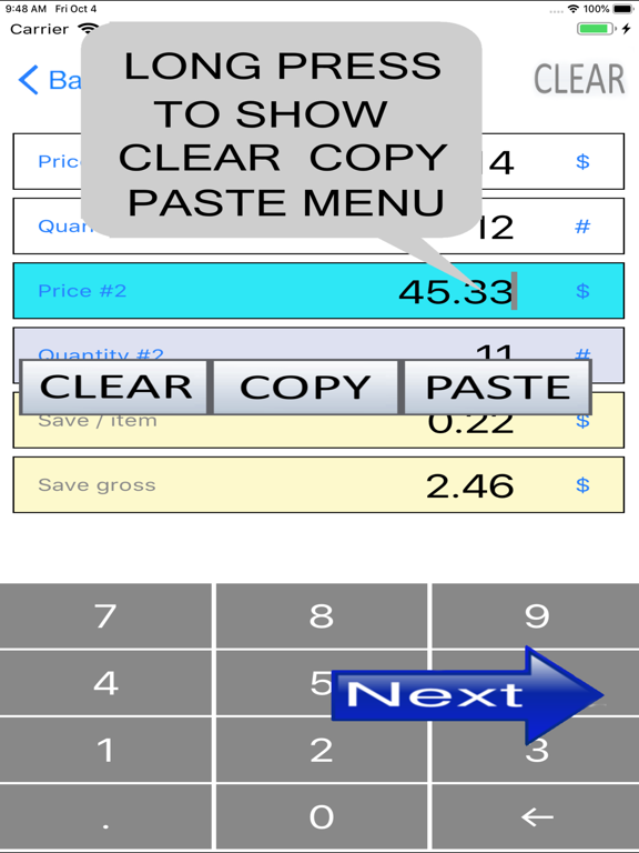Simple percentage calculator iPad screenshot