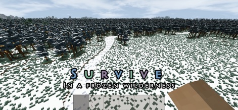 Survivalcraft 2 Day One - This scene illustrates the game's dynamic seasons, presenting players with the challenge of surviving in a vast, frozen wilderness covered in snow.