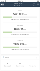 vSphere Mobile Client screenshot