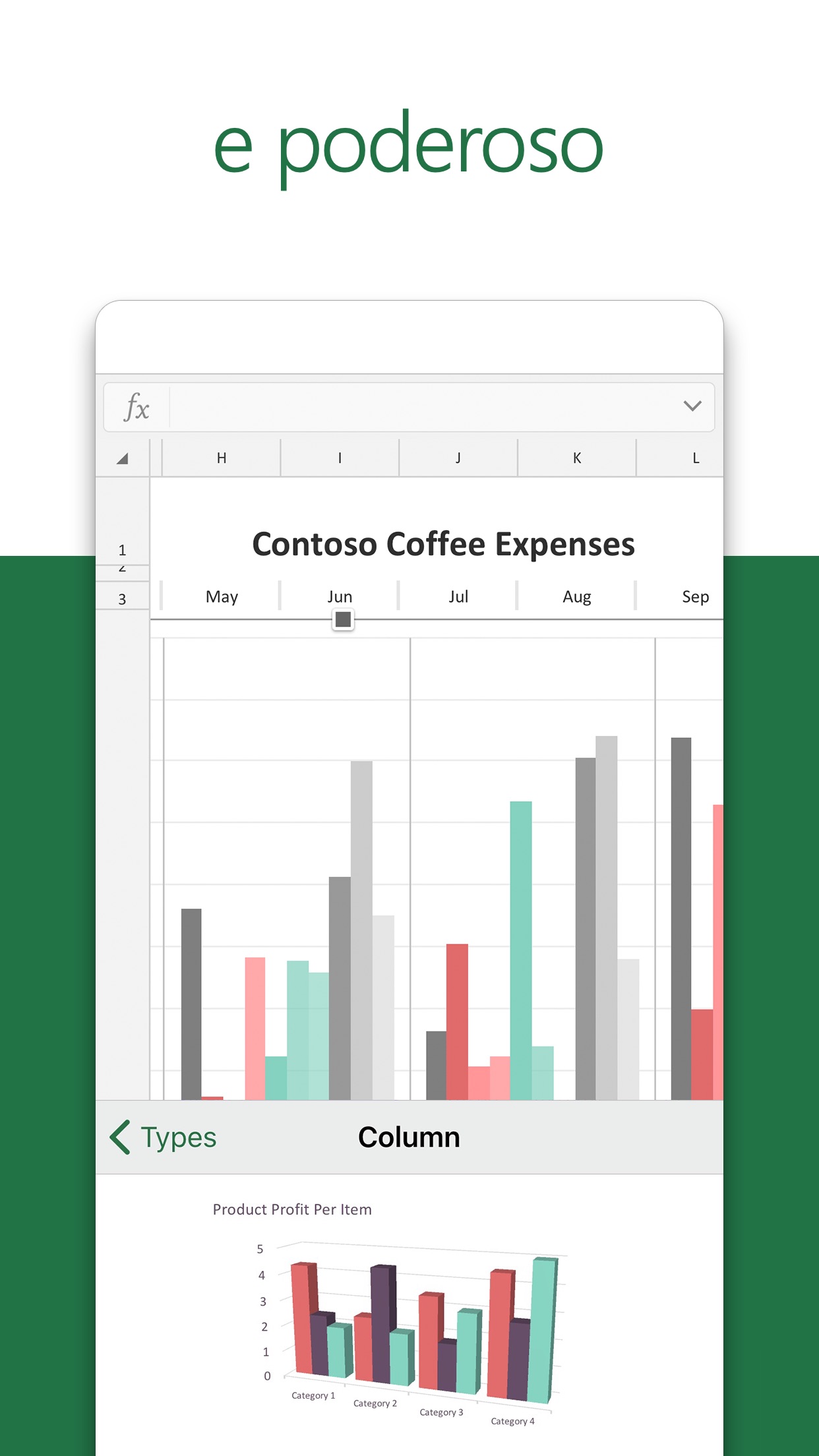 Screenshot do app Microsoft Excel