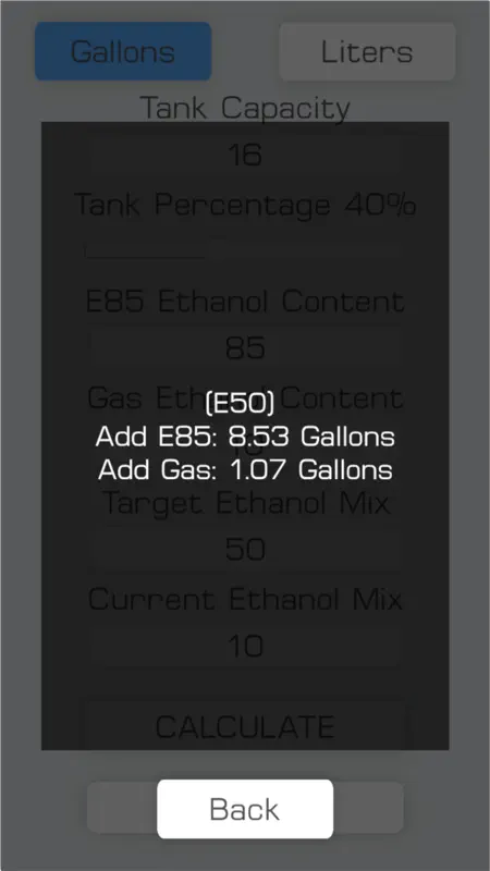 E85 Mix Ethanol Calculator screenshot 2 of 4