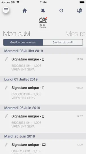 Capture d'écran de Ma Signature EDI sur iPhone 5