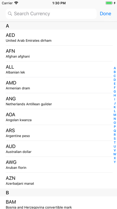 Currency Exchanger iPhone screenshot