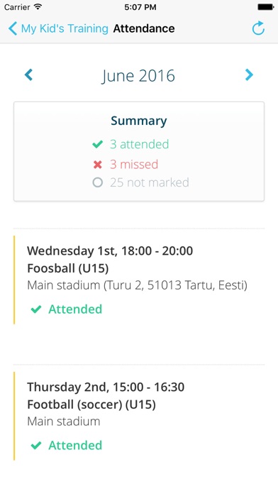 Sportlyzer Player App Screenshot