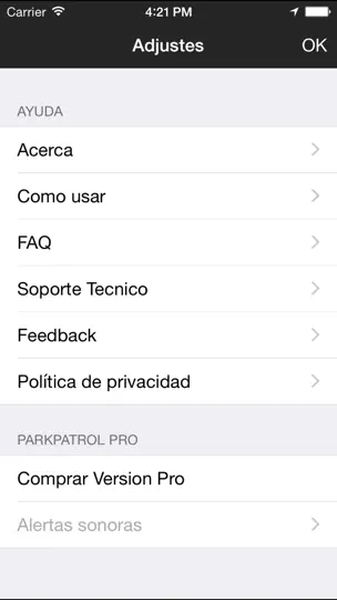 Captura de pantalla de ParkPatrol en iPhone 3
