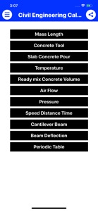 Civil Engineering Calc screenshot #2 for iPhone