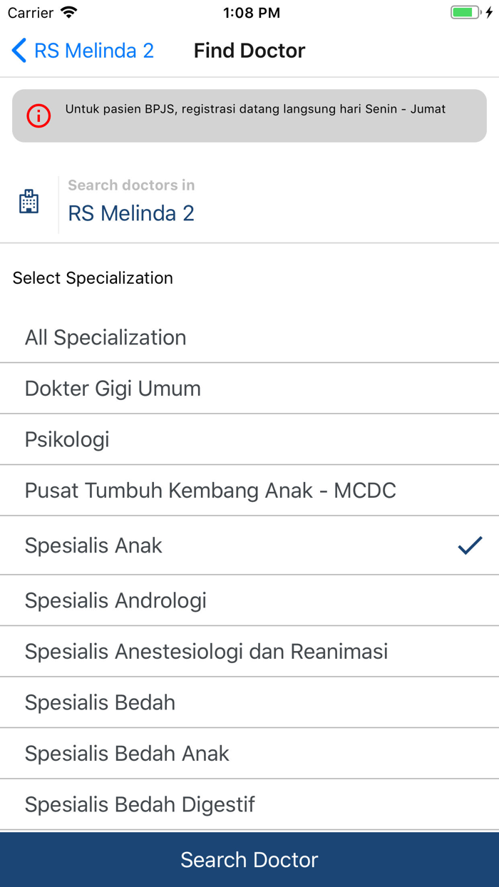 Melinda Hospital Reservation