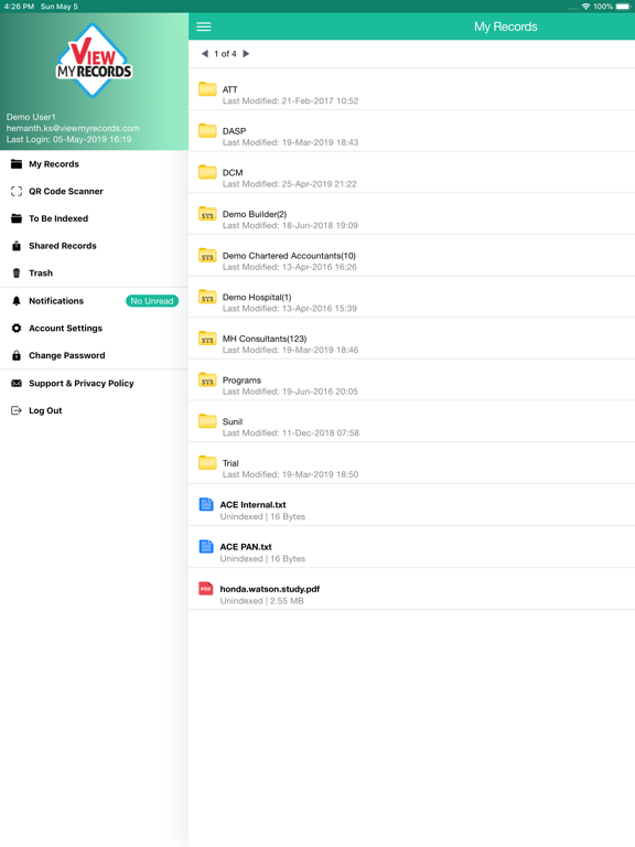 ViewMyRecords iPad screenshot 2 - Productivity app