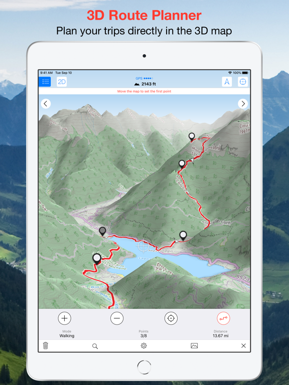 Maps 3D PRO - Hike & Bike iPad screenshot 2 - Navigation app