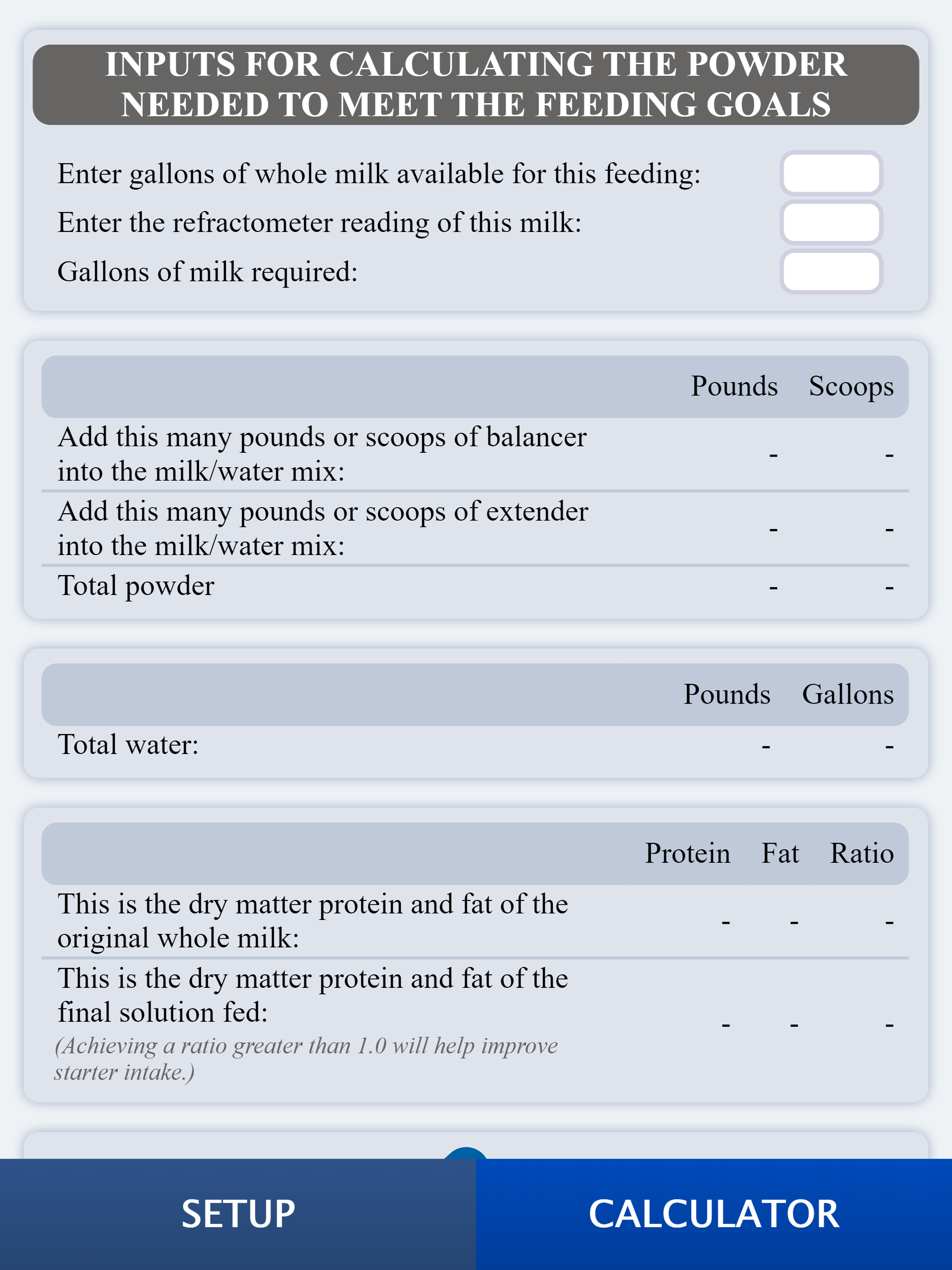 Whole Milk Calculator