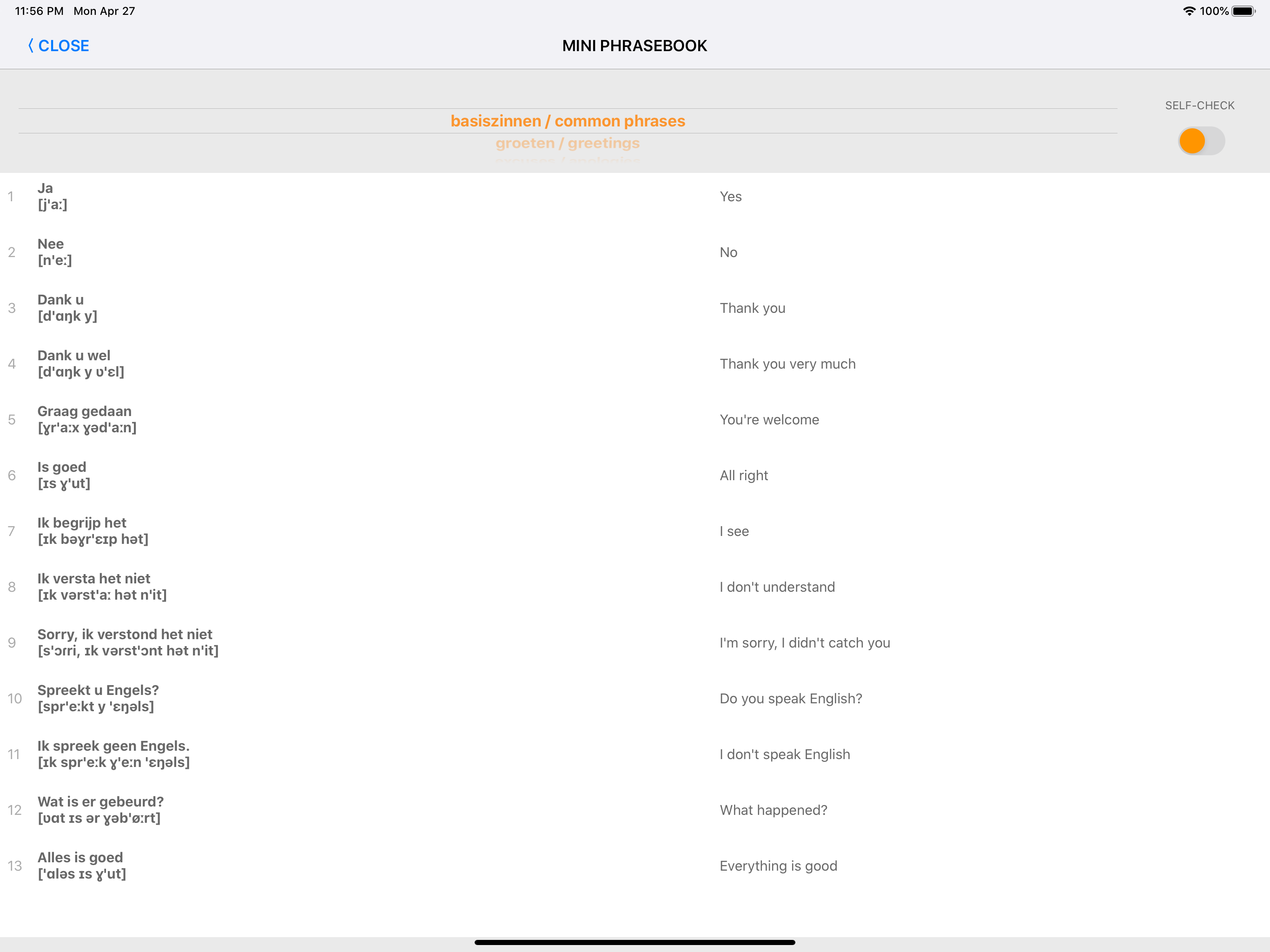 Learn Dutch words with ST