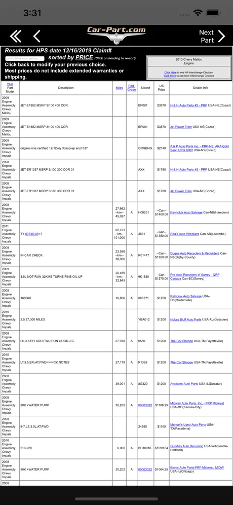 Historical Part Search
