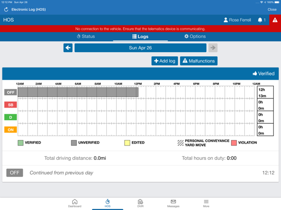 Transflo HOS iPad screenshot