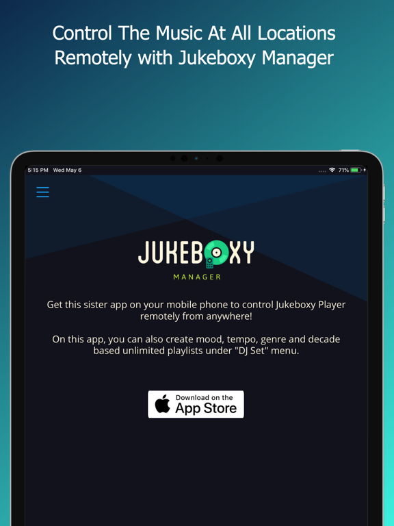 Jukeboxy Venue Player iPad screenshot 4 - Music app