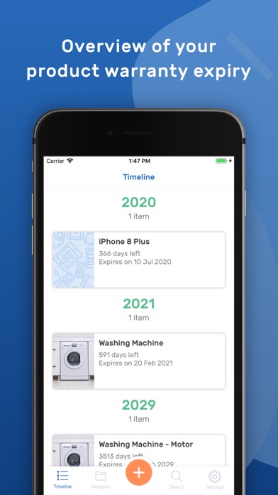 Screenshot #1 pour Expired - Warranty Tracker