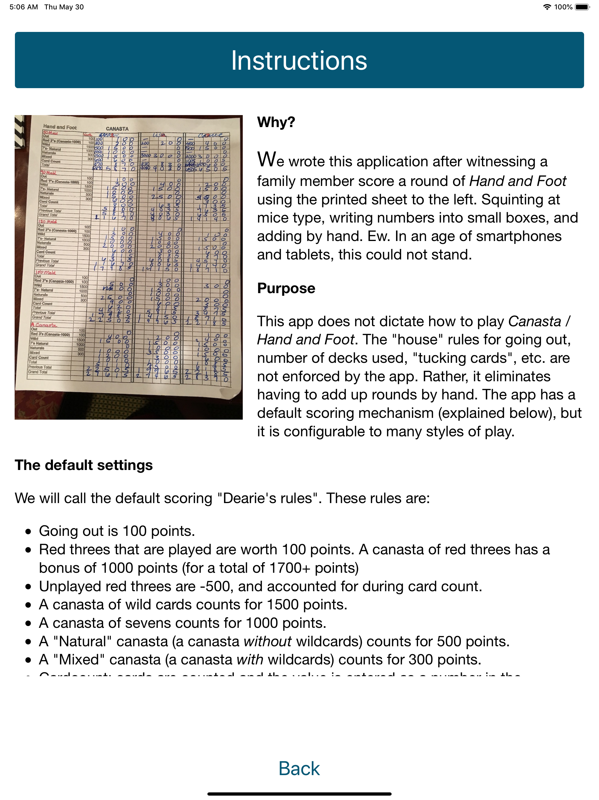 Hand and Foot Calculator