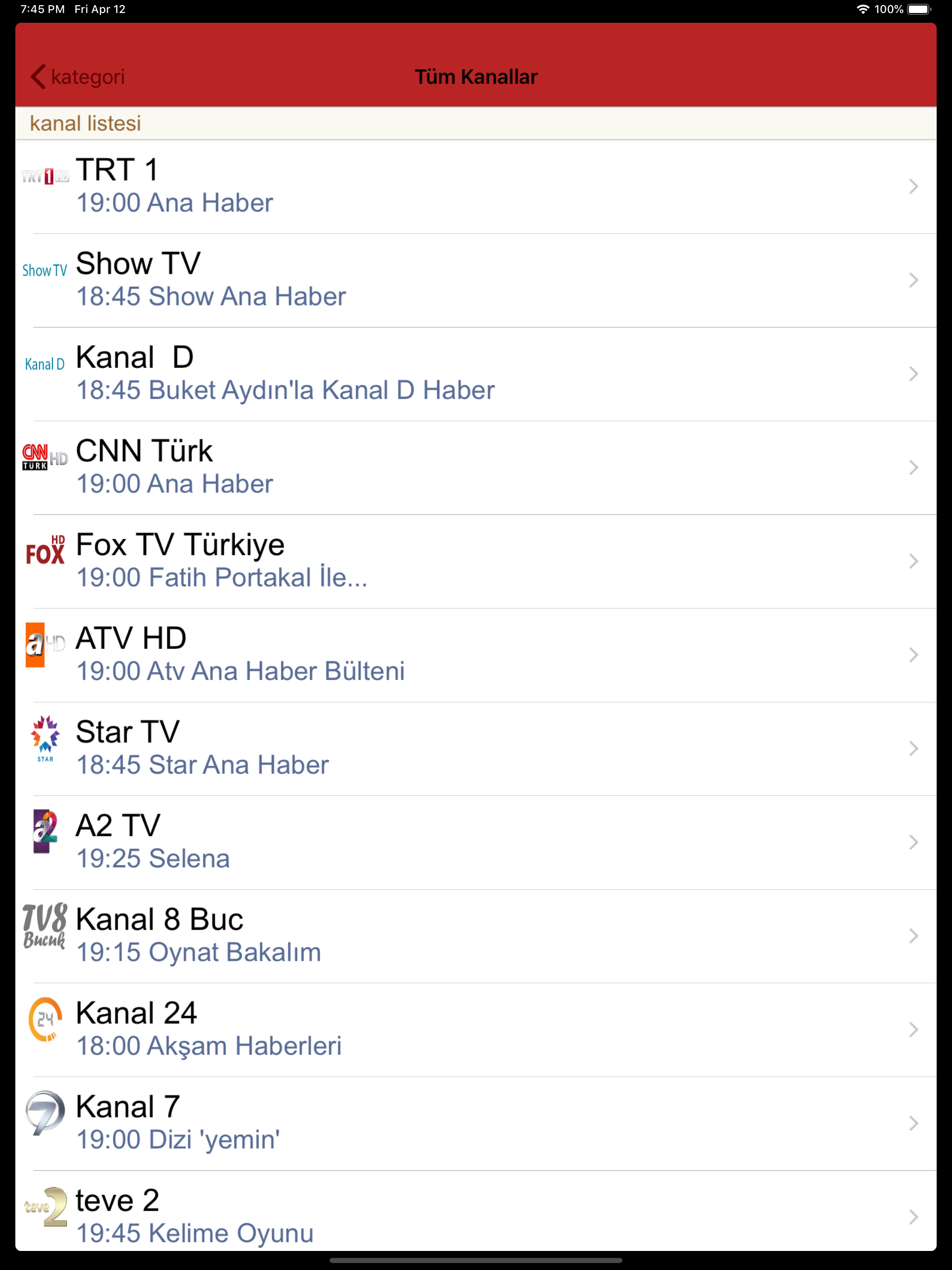 türkiye televizyon listeleri