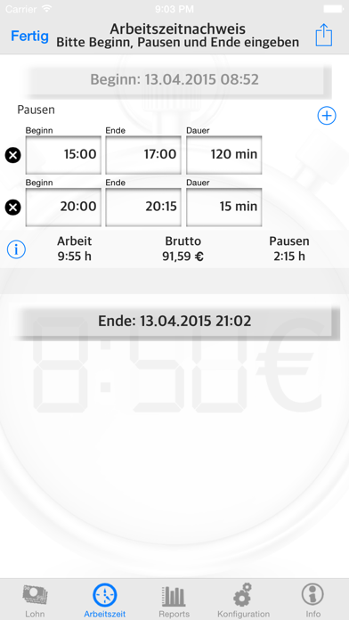 Screenshot #3 pour Arbeitszeit Projekte Lenkzeit