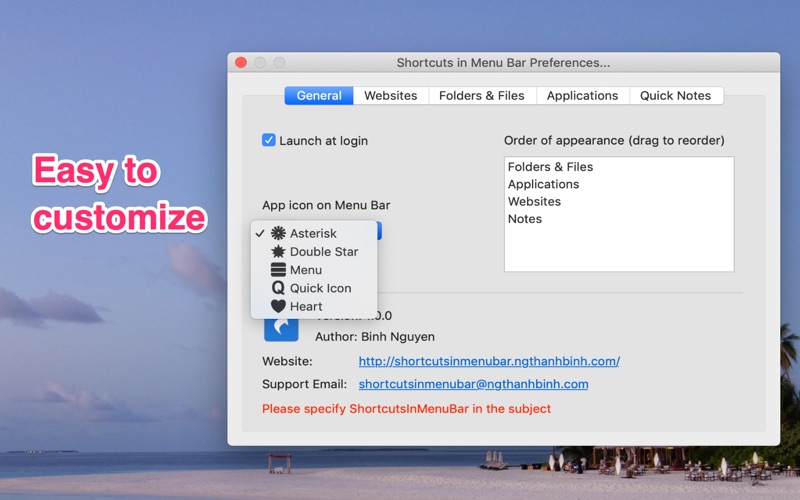 Screenshot #3 pour Shortcuts in Menu Bar Lite