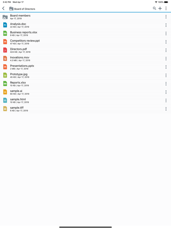 BlackBerry Workspaces iPad screenshot