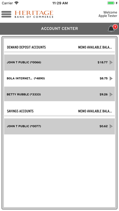 Heritage Bank of Commerce Screenshot