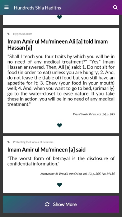 Hundreds Shia Hadith Screenshot