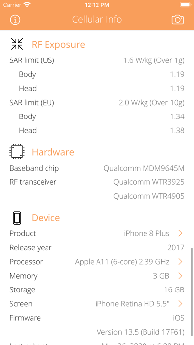 Cellular Info Screenshot