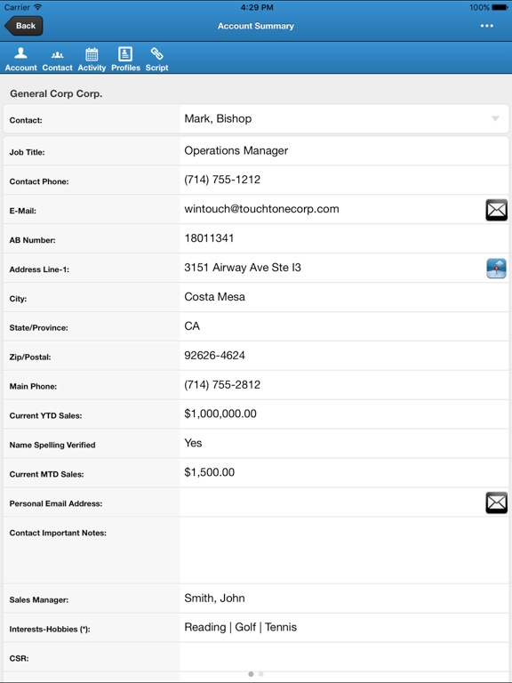 Wintouch 7 iPad screenshot 4 - Business app