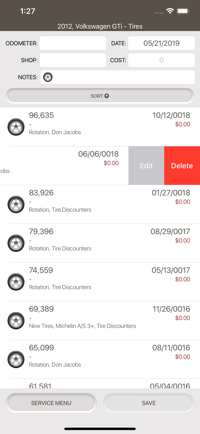 Vehicle Maintenance Log