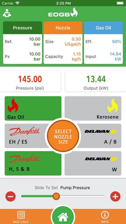 Danfoss Oil Nozzle Chart