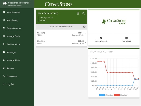 CedarStone Bank iPad screenshot 4 - Finance app