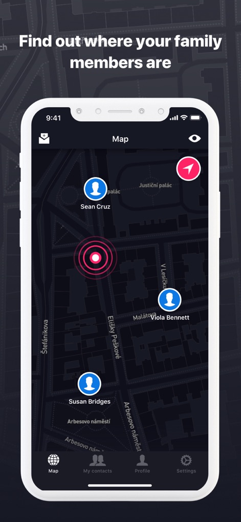 Location Tracker - find GPS - See how Location Tracker displays multiple contacts with distinct avatars on a dynamic map interface, allowing users to monitor their whereabouts in real time.