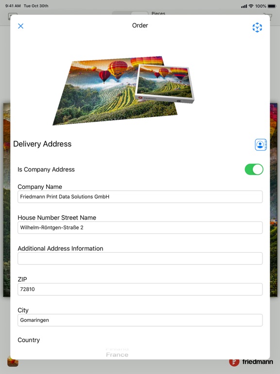Your personal Photo Puzzle iPad screenshot