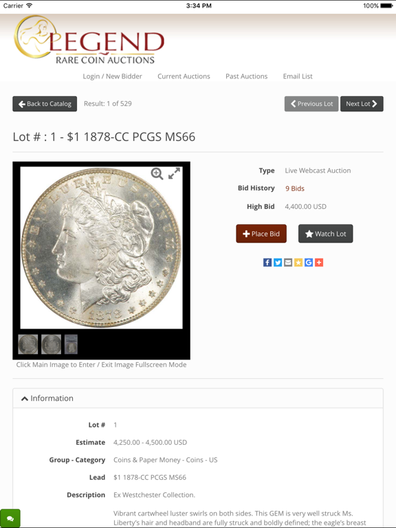Screenshot #4 pour Legend Rare Coin Auctions