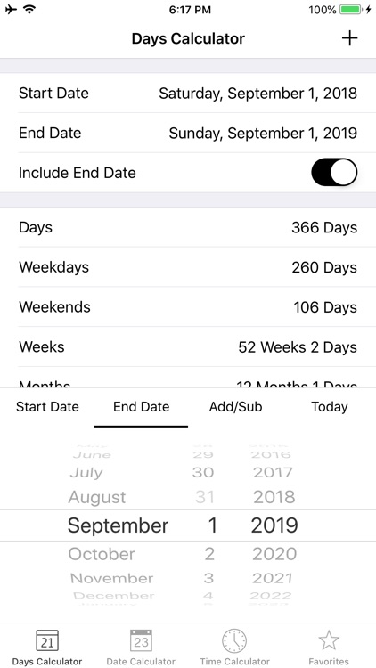 Days + Date + Time Calculator