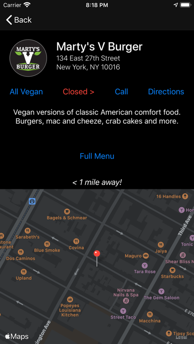 Vegan NYC iPhone screenshot