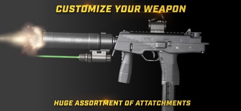 iGun Pro 2 - The app features an extensive attachment system, allowing enthusiasts to modify weapons with components like suppressors and laser sights for tactical advantage.