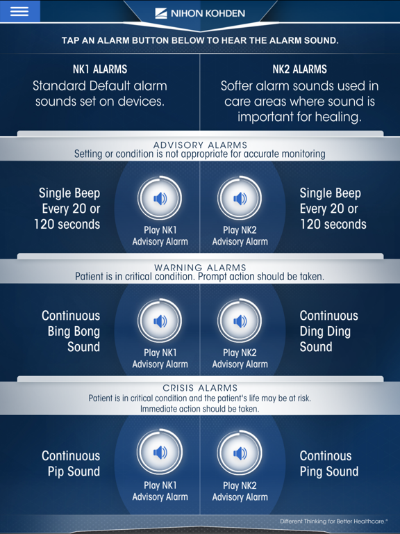 NK Alarms iPad screenshot 2 - Medical app