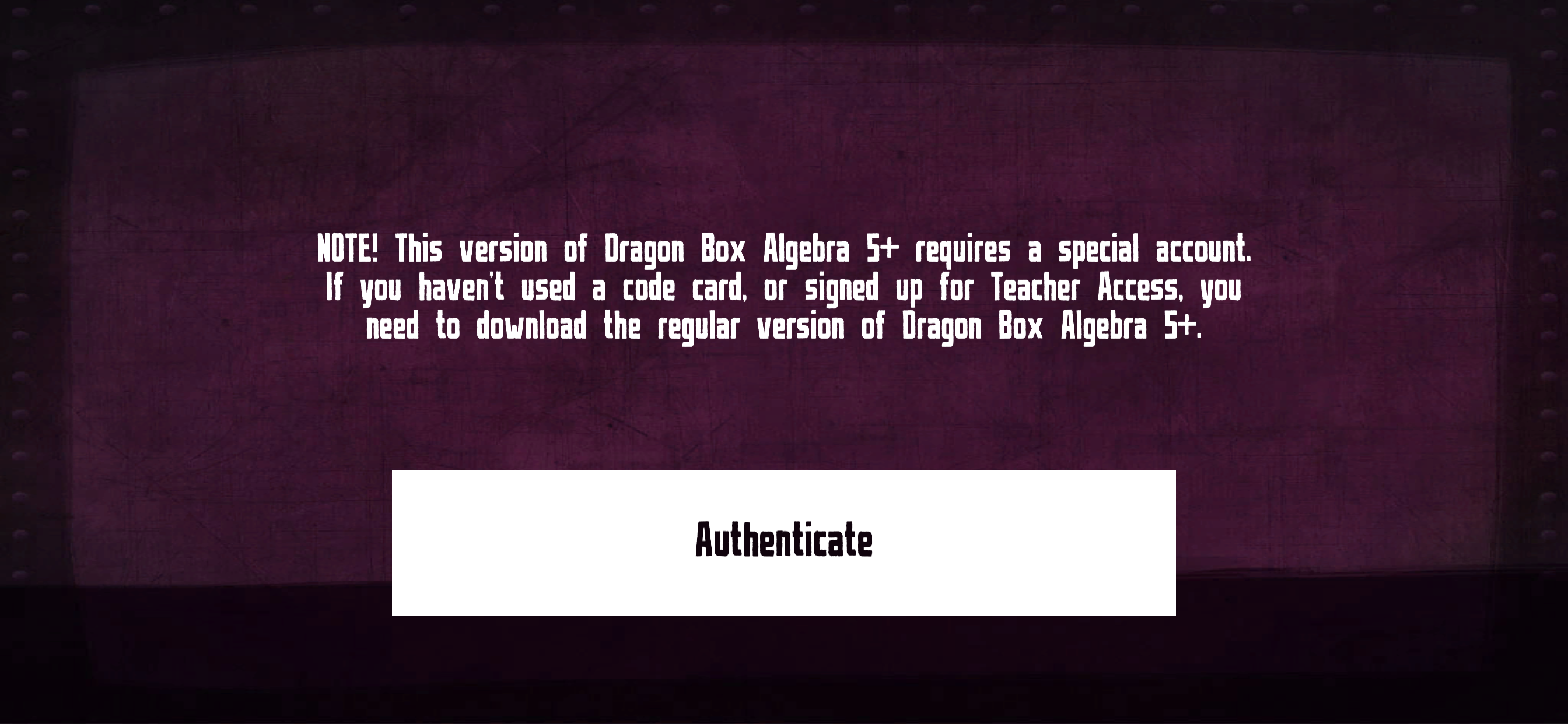 Login Access: DB Algebra 5+