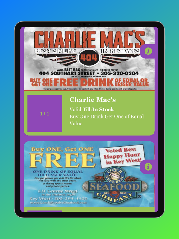 Key West Coupons iPad screenshot 3 - Travel app